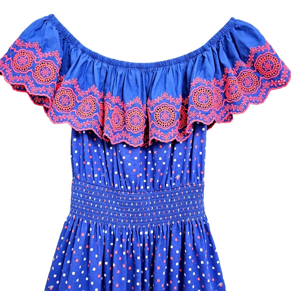 Nwot Lilly Pulitzer Kalama Off the Shoulder Blue Borealis Squared Dress - Picture 7 of 16